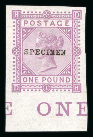 Stamp of Great Britain » 1855-1900 Surface Printed » 1867-83 High Values 1867-83 £1 colour trial imperforate lower margin (with