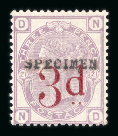 Stamp of Great Britain » 1855-1900 Surface Printed » 1880-83 Large Coloured Corner Letters, Wmk Imperial Crown 1880-83 3d on 3d and 6d on 6d lilac mint optd. SPECIMEN