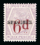 Stamp of Great Britain » 1855-1900 Surface Printed » 1880-83 Large Coloured Corner Letters, Wmk Imperial Crown 1880-83 3d on 3d and 6d on 6d lilac mint optd. SPECIMEN