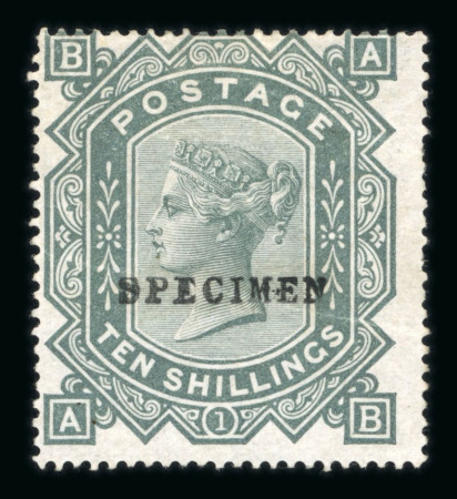 Stamp of Great Britain » 1855-1900 Surface Printed » 1867-83 High Values 18867-83 Maltese Cross 10/- greenish grey mint optd.