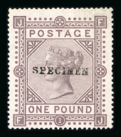 Stamp of Great Britain » 1855-1900 Surface Printed » 1867-83 High Values 18867-83 Maltese Cross £1 brown-lilac mint optd. SPECIMEN