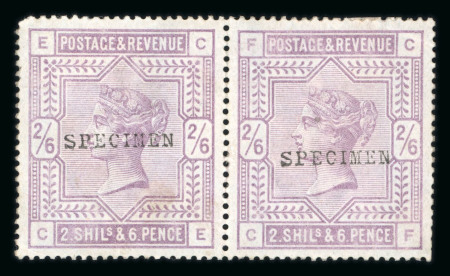 Stamp of Great Britain » 1855-1900 Surface Printed » 1883-84 & 1888 High Values 1883-84 2/6d lilac on blued paper in mint pair optd.