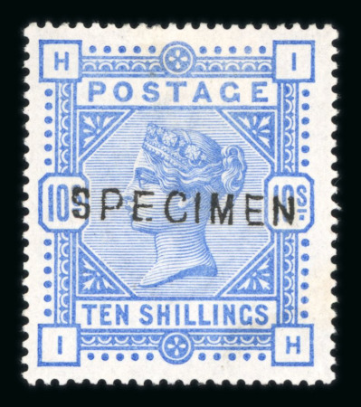 Stamp of Great Britain » 1855-1900 Surface Printed » 1883-84 & 1888 High Values GB 1883-84 2/6d lilac, 5/- rose and 10/- ultramarine mint optd. SPECIMEN (type 11)
