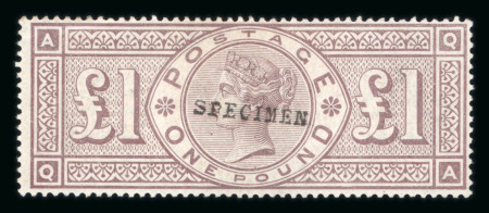 Stamp of Great Britain » 1855-1900 Surface Printed » 1883-84 & 1888 High Values 1884 Crowns £1 brown-lilac mint optd. SPECIMEN (type