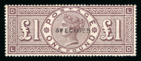 Stamp of Great Britain » 1855-1900 Surface Printed » 1883-84 & 1888 High Values 1884 Crowns £1 brown-lilac mint optd. SPECIMEN (type
