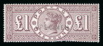 Stamp of Great Britain » 1855-1900 Surface Printed » 1883-84 & 1888 High Values 1888 Orbs £1 brown-lilac mint optd. SPECIMEN (type
