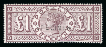 Stamp of Great Britain » 1855-1900 Surface Printed » 1883-84 & 1888 High Values 1888 Orbs £1 brown-lilac mint optd. SPECIMEN (type