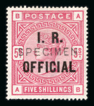Stamp of Great Britain » Officials Inland Revenue: 1882-1901 5/- rose mint optd. SPECIMEN