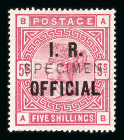 Stamp of Great Britain » Officials Inland Revenue: 1882-1901 5/- rose mint optd. SPECIMEN