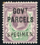 Stamp of Great Britain » Officials Government Parcels: 1887-1900 1 1/2d purple and green