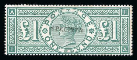 Stamp of Great Britain » 1855-1900 Surface Printed » 1887-1900 Jubilee Issue & 1891 £1 Green 1887-92 £1 green mint optd. SPECIMEN (type 9).