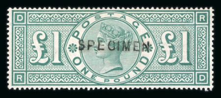 Stamp of Great Britain » 1855-1900 Surface Printed » 1887-1900 Jubilee Issue & 1891 £1 Green 1887-92 £1 green mint with "SPECIMEN" type 11