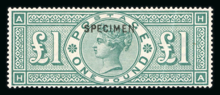 Stamp of Great Britain » 1855-1900 Surface Printed » 1887-1900 Jubilee Issue & 1891 £1 Green 1887-92 £1 green mint optd. SPECIMEN (type 15), listed