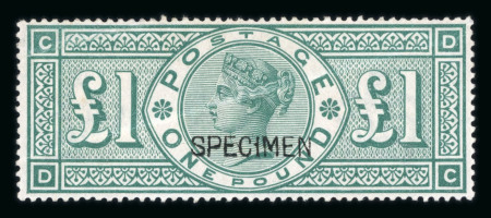 Stamp of Great Britain » 1855-1900 Surface Printed » 1887-1900 Jubilee Issue & 1891 £1 Green 1887-92 £1 green mint optd. SPECIMEN (type 16), listed