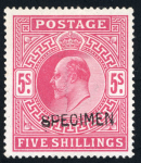 Stamp of Great Britain » King Edward VII » 1902-10 De La Rue Issues 1902-10 2/6d lilac, 5/- carmine and 10/- ultramarine