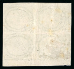 Stamp of Great Britain » Telegraphs GB 1877 Telegraph 4d pl.1 colour trial in sage green and 6d pl.1 in grey, each in imperforate block of four with "SPECIMEN" type 11 overprint 