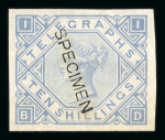 Stamp of Great Britain » Telegraphs 1877 10/- Colour Trials in ultramarine and brown-lilac