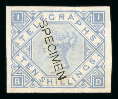 Stamp of Great Britain » Telegraphs 1877 10/- Colour Trials in ultramarine and brown-lilac