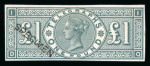 Stamp of Great Britain » Telegraphs 1877 £1 Colour Trial in grey-green imperforate mint