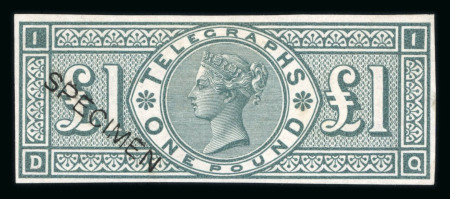 Stamp of Great Britain » Telegraphs 1877 £1 Colour Trial in grey-green imperforate mint