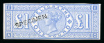 Stamp of Great Britain » Telegraphs 1877 £1 Colour Trial in ultramarine imperforate mint