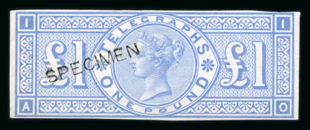 Stamp of Great Britain » Telegraphs 1877 £1 Colour Trial in ultramarine imperforate mint