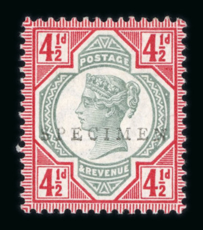 Stamp of Great Britain » 1855-1900 Surface Printed » 1887-1900 Jubilee Issue & 1891 £1 Green 1877 £1 colour trial in ultramarine imperforate mint