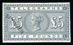 Stamp of Great Britain » Telegraphs 1877 £5 colour trial in slate-blue imperforate mint
