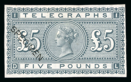 Stamp of Great Britain » Telegraphs 1877 £5 colour trial in slate-blue imperforate mint