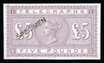 Stamp of Great Britain » Telegraphs 1877 £5 colour trial in dull-mauve imperforate mint