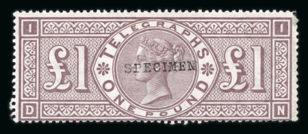 Stamp of Great Britain » Telegraphs GB Telegraphs 1877 £1 brown-lilac with "SPECIMEN" type 9 overprint, mint o.g.