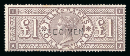Stamp of Great Britain » Telegraphs GB 1877 £1 brown-lilac with "SPECIMEN type 11 overprint and £5 orange with "SPECIMEN" type 8 overprint