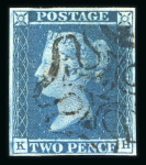 Stamp of Great Britain » 1841 2d Blue 1841 2d blue KH with 4 margins and fine strike of '2'