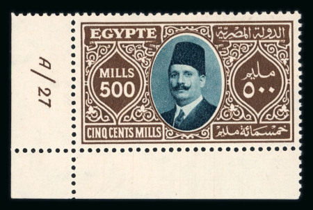 Stamp of Egypt » 1922-1936 King Fouad I Definitives » Issued Stamps Egypt 1927-37 Second Portrait Issue group of 36 mint control marginal singles