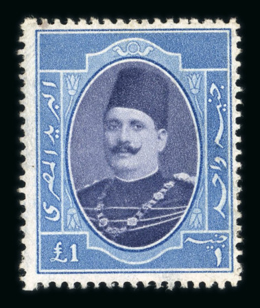 Stamp of Egypt » 1922-1936 King Fouad I Definitives » Issued Stamps Egypt 1923-24 £E1 mint and 1933 100m on £E1 mint, plus 1933 50m on 50pi used