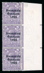 Stamp of Ireland » 1922-23 Thom Three-Line Overprints (T47-T61) 3d violet, mint and mint nh vertical right sheet marginal
