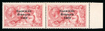 Stamp of Ireland » 1922-23 Thom Three-Line Overprints (T47-T61) 5s carmine, mint horizontal right sheet marginal pair,