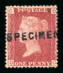 Stamp of Great Britain » 1854-70 Perforated Line Engraved GB 1864 1d rose-red pl.133 with "SPECIMEN" type 1 overprint