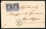 Stamp of Greece » Large Hermes Heads » 1861-62 First Athens Print - Fine prints 40L Lilac on blue, Fine Print: horizontal pair, good