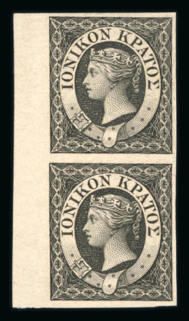 Stamp of Ionian Islands 1859 Plate proof by Perkins Bacon in black, imperforate