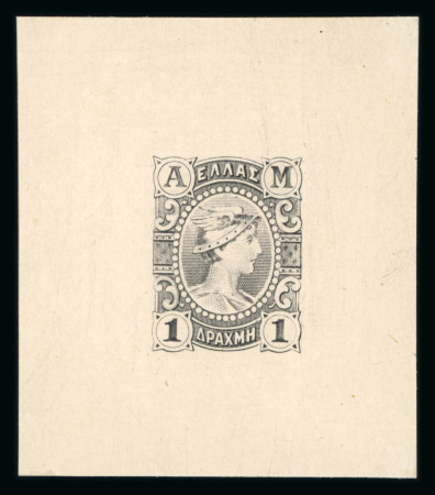 Stamp of Greece » 1901 Flying Mercury & 1902 Metal Issue 1902 Metal Value: 1D die proof in black on thick card,
