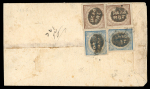 Stamp of Indian States » Alwar 1877 1/4a Bright greenish blue (2 copies) and 1a brown