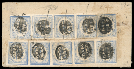 Stamp of Indian States » Alwar 1877 1/4a Ultramarine ten copies used on native cover