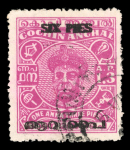 Stamp of Indian States » Cochin 1949 6p on 1a3p magenta surcharged as T33 and surcharge
