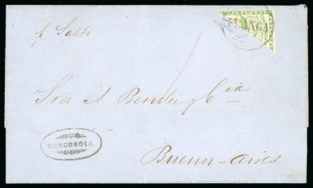Stamp of Argentina » Argentine Confederation Confederation 1860s 10c green bisect cover