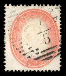 Stamp of Austria » Lombardy Venetia Lombardo Veneto 1861-62 5s red faded largely missing centre used