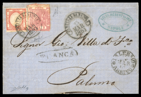 Stamp of Italian States » Naples Naples and Neapolitan provinces 1861 combination cover to Palermo
