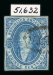 Stamp of Argentina » General issues 1864 Rivadavia 15c blue imperf used