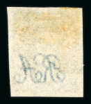 Stamp of Argentina » General issues 1864 Rivadavia 15c blue watermark imperf worn impression used