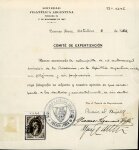 Stamp of Argentina » General issues 1864 Rivadavia 15c blue watermark imperf worn impression used